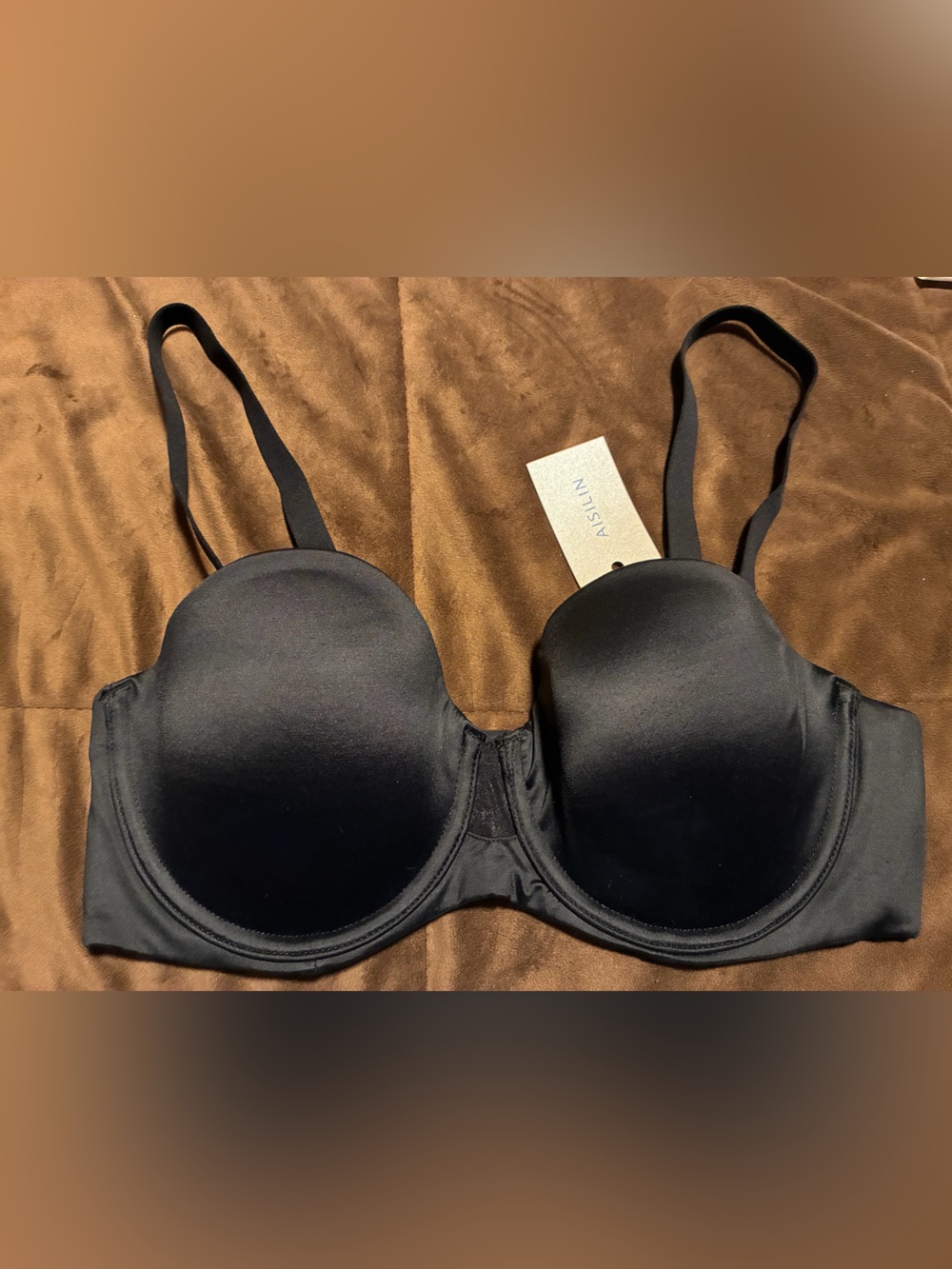 Seamless Black Moulded T-Shirt Bra with Convertible Straps, underwire, 34D